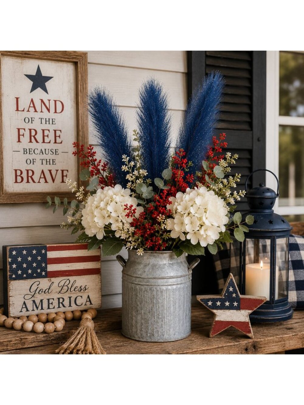 Dusty Navy Blue Faux Pampas Grass Bundle | 3 Artificial Pampas Stems | 20 Inch B - Picture 6 of 8